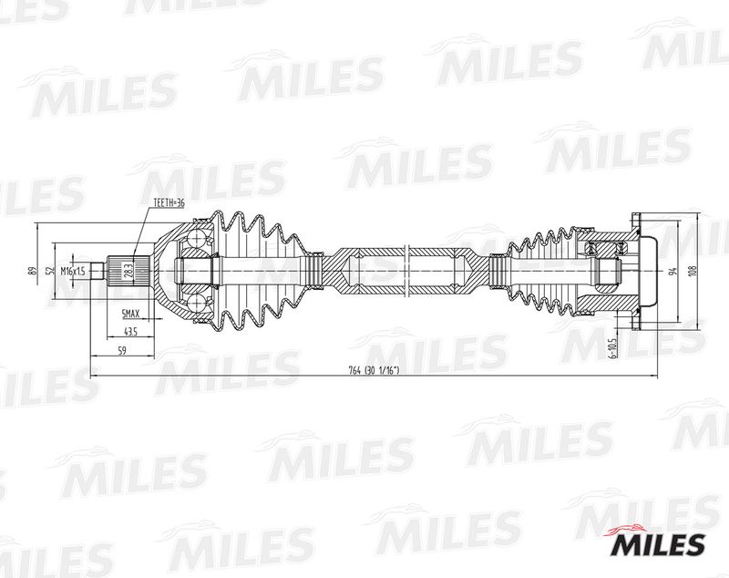 Приводной вал MILES GC02125