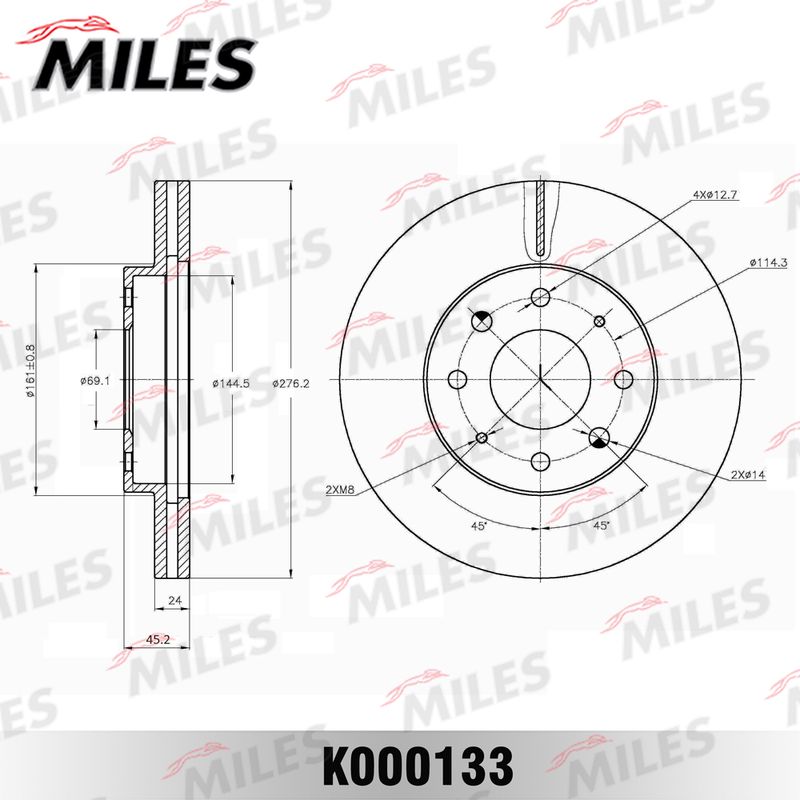 Тормозной диск MILES K000133