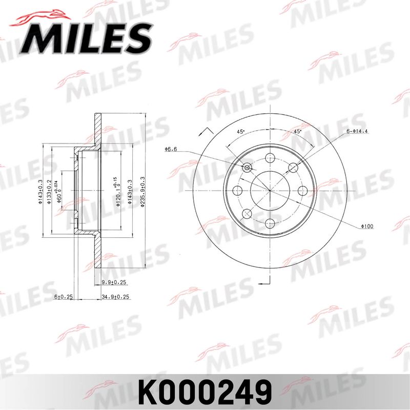 Тормозной диск MILES K000249