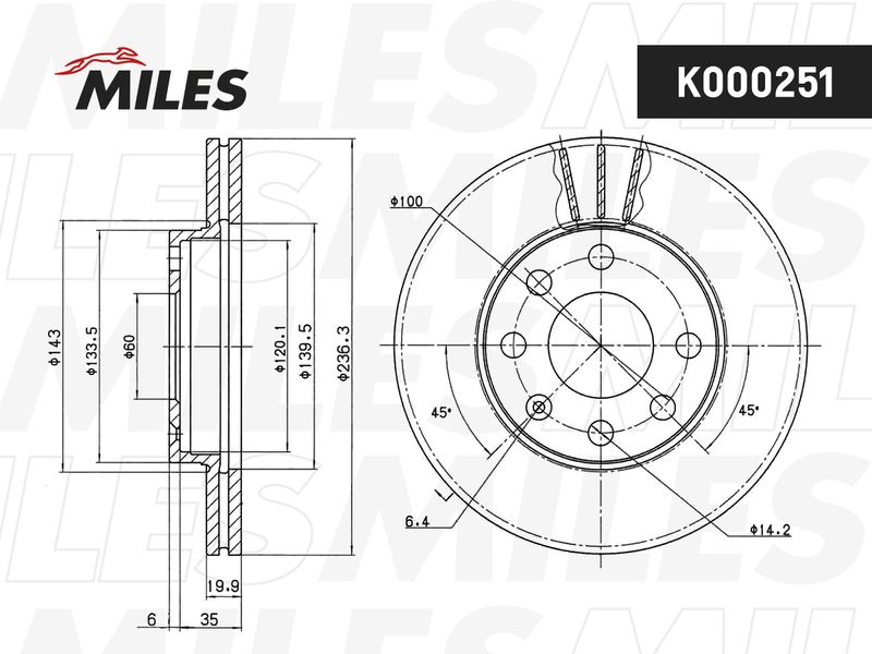 Тормозной диск MILES K000251