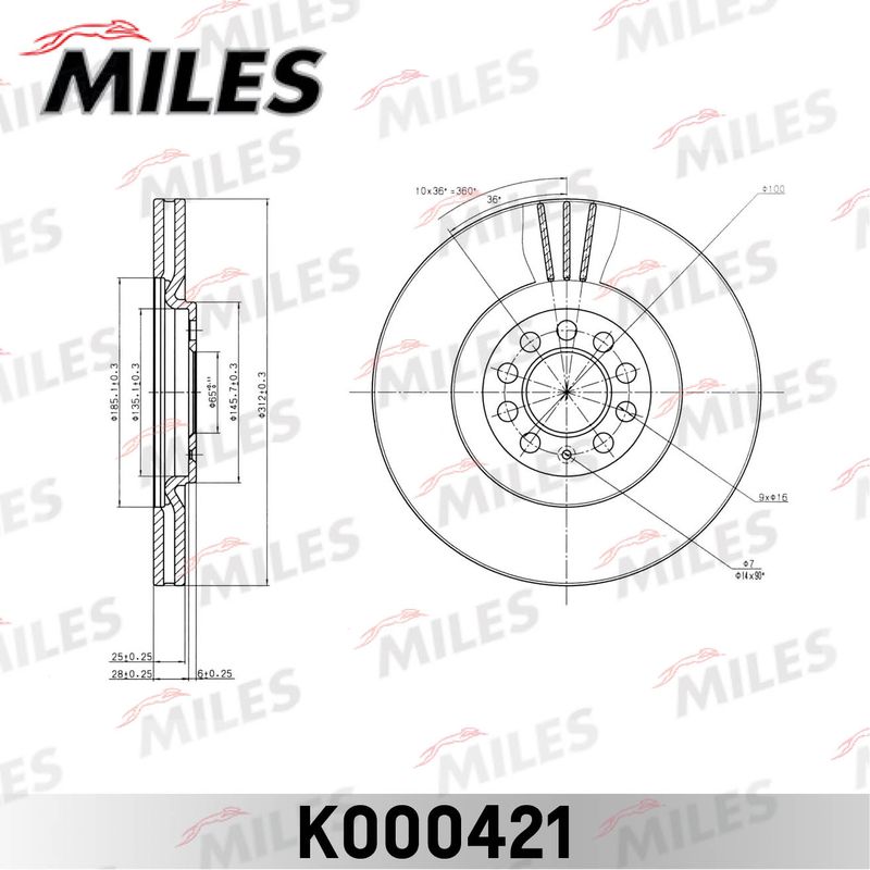 Тормозной диск MILES K000421