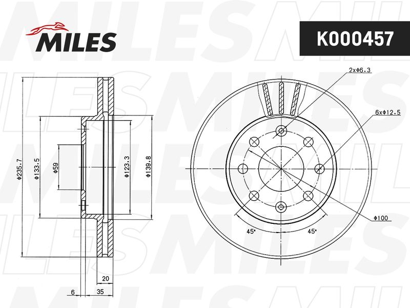 Тормозной диск MILES K000457