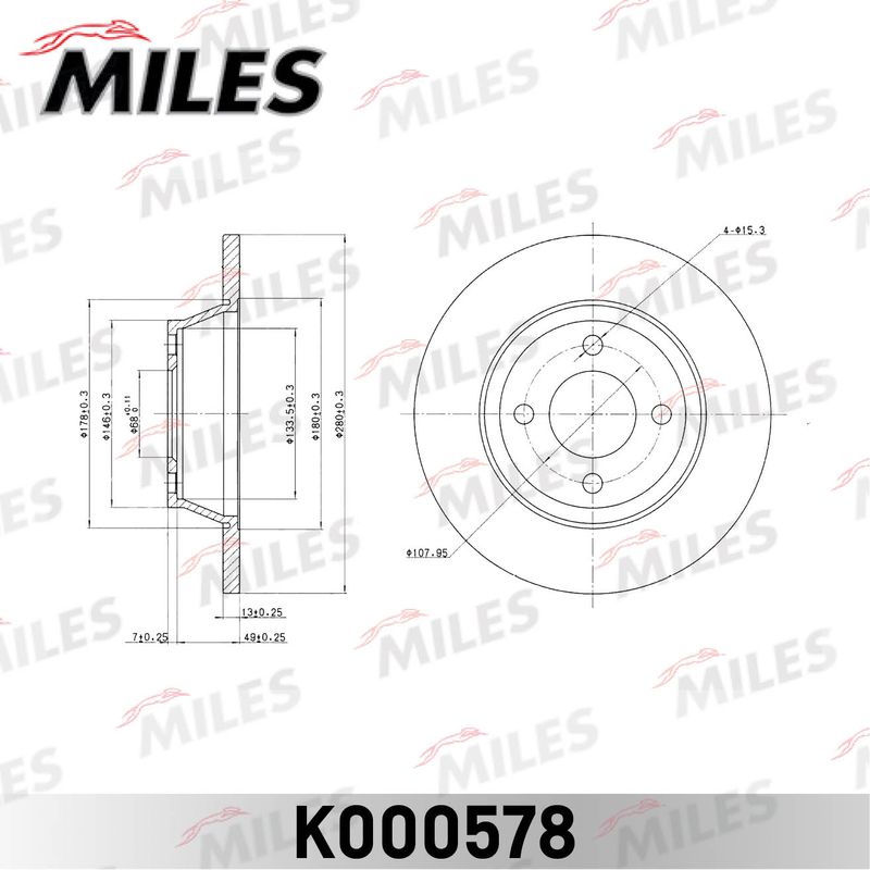 Тормозной диск MILES K000578