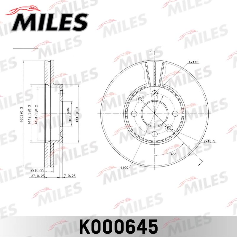 Тормозной диск MILES K000645
