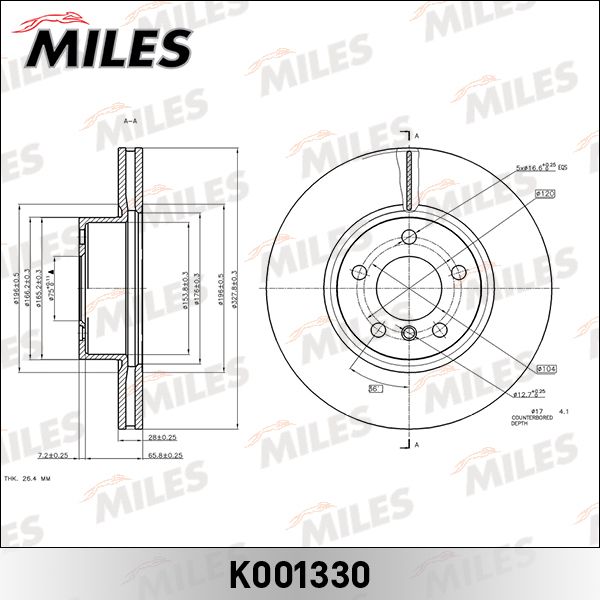 Тормозной диск MILES K001330