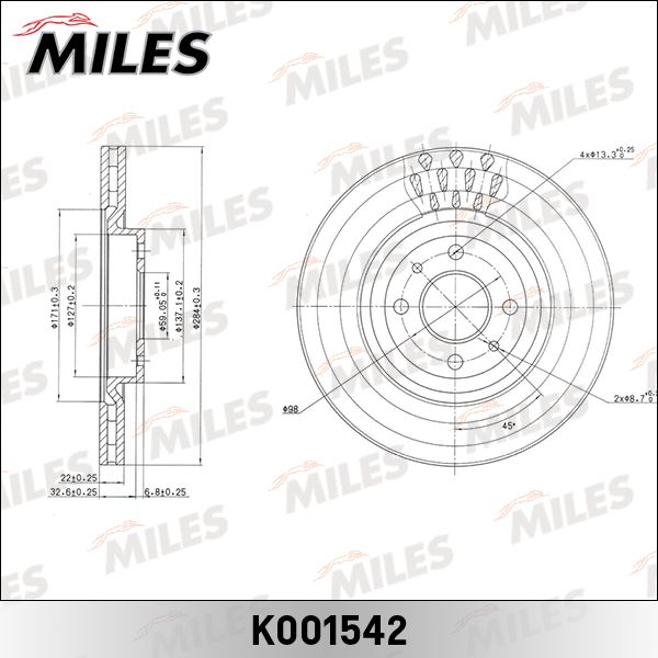 Тормозной диск MILES K001542