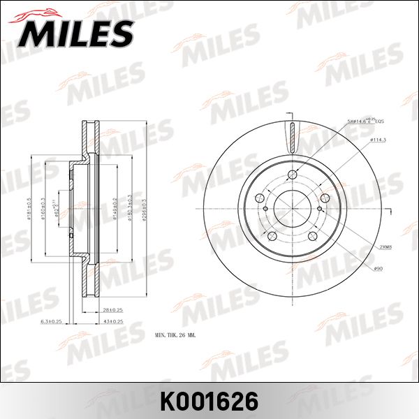 Тормозной диск MILES K001626