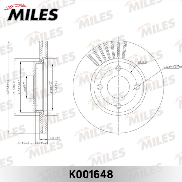 Тормозной диск MILES K001648