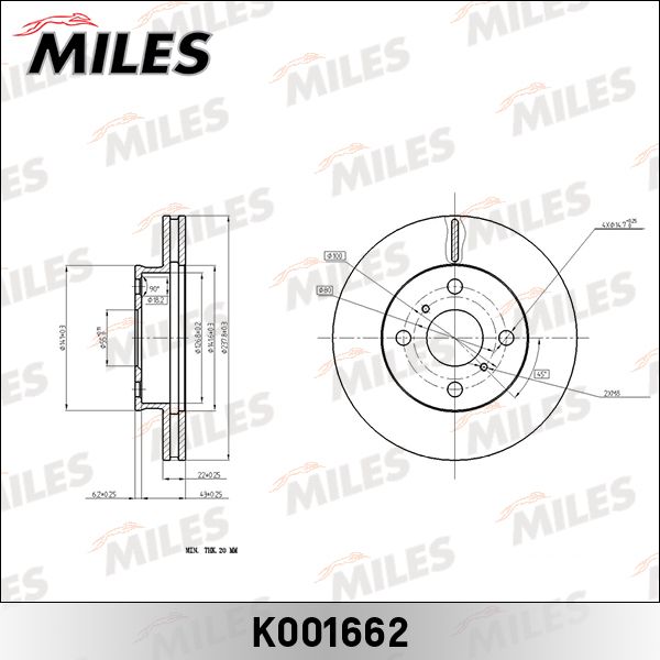 Тормозной диск MILES K001662