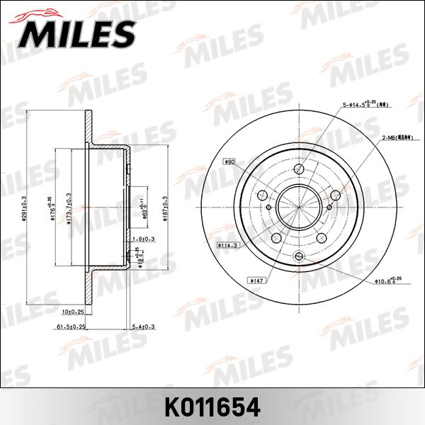 Тормозной диск MILES K011654