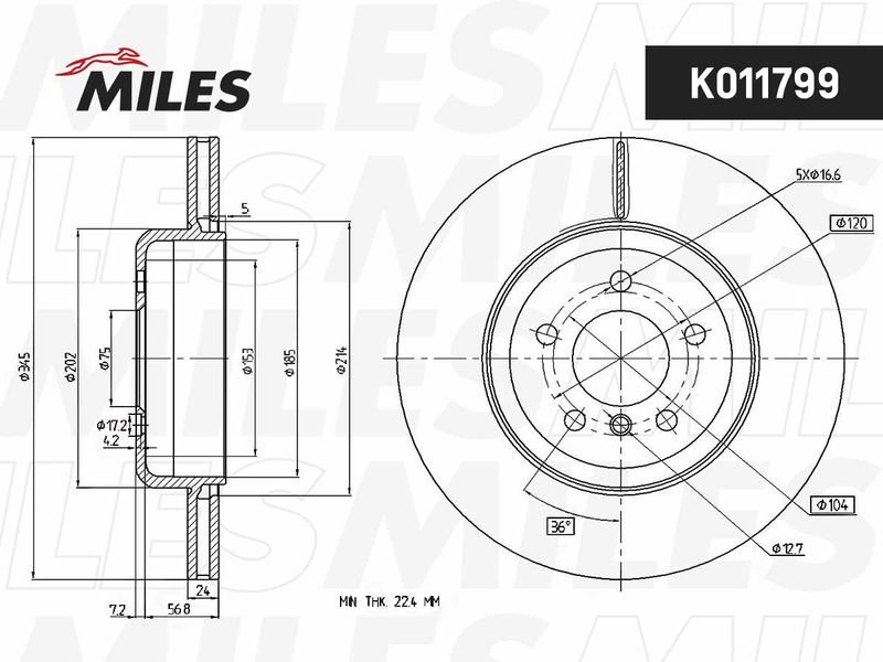 Тормозной диск MILES K011799