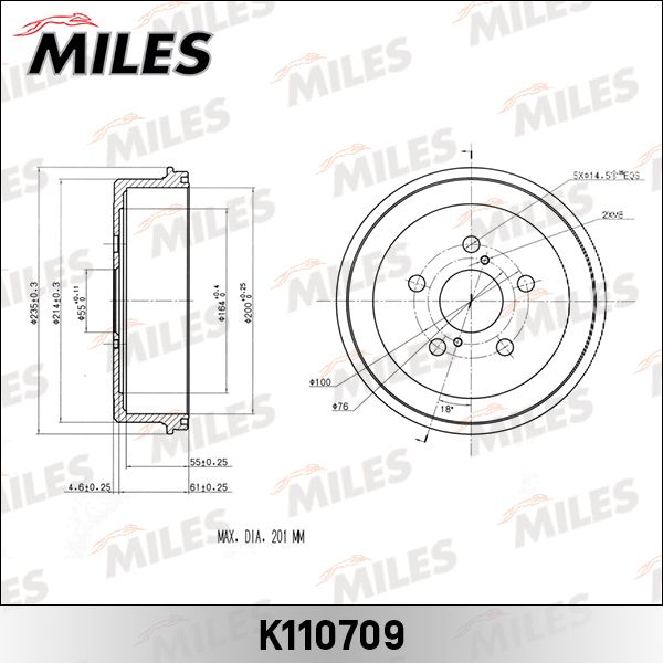 Тормозной барабан MILES K110709