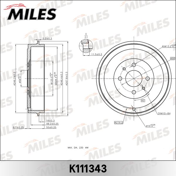 Тормозной барабан MILES K111343
