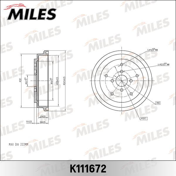 Тормозной барабан MILES K111672