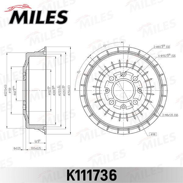 Тормозной барабан MILES K111736