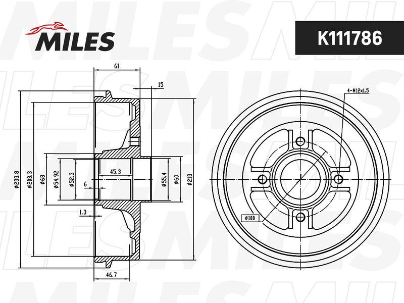 Тормозной барабан MILES K111786