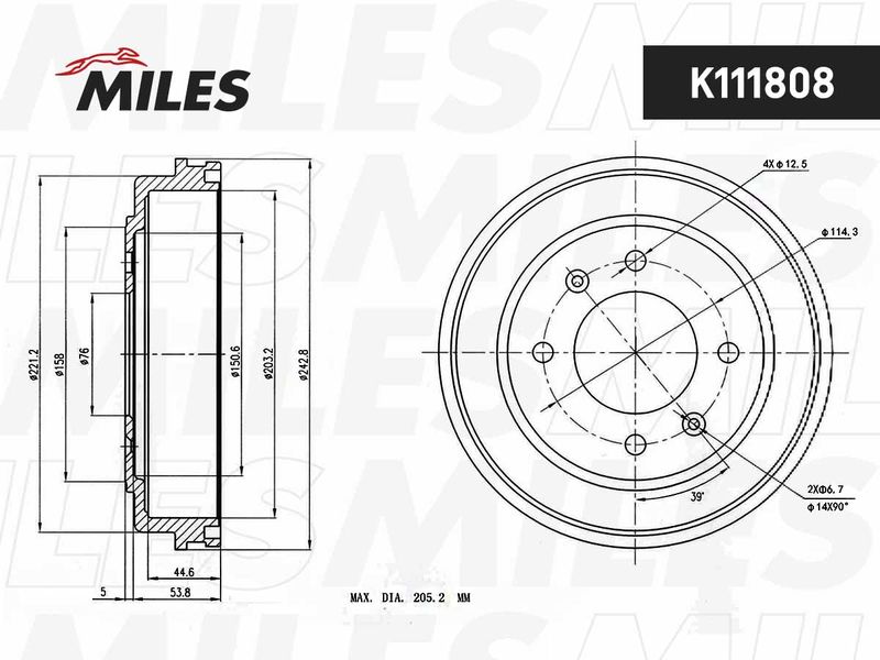 Тормозной барабан MILES K111808