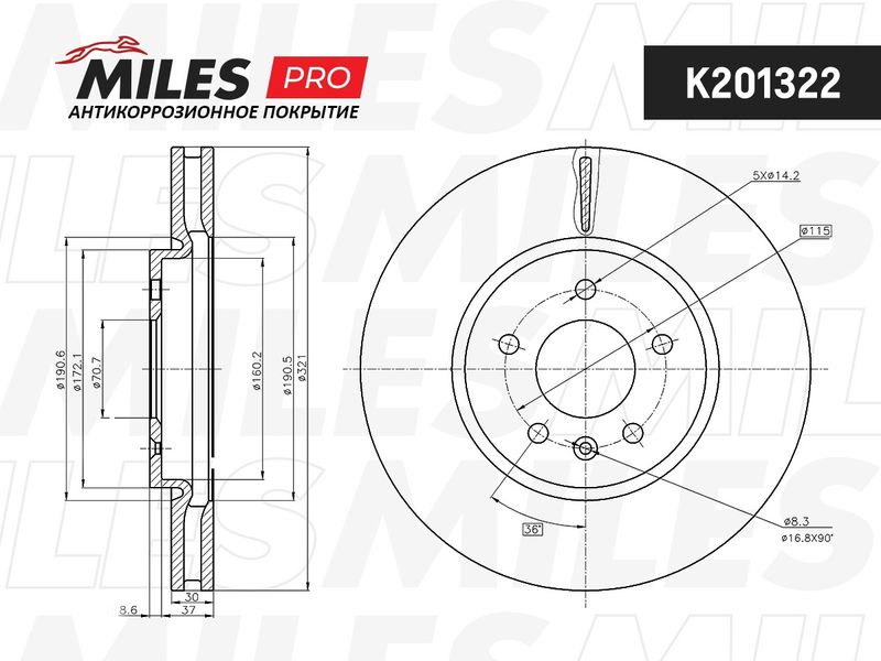 Тормозной диск MILES K201322