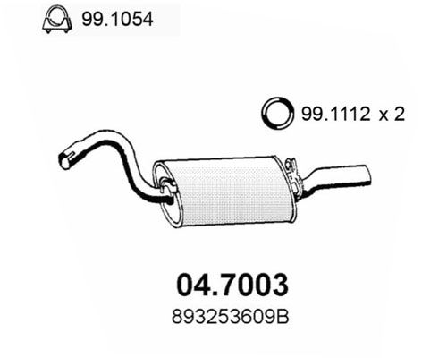 Глушитель выхлопных газов конечный ASSO 047003