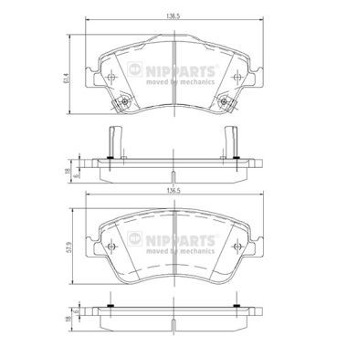 Комплект тормозных колодок, дисковый тормоз NIPPARTS J3602124