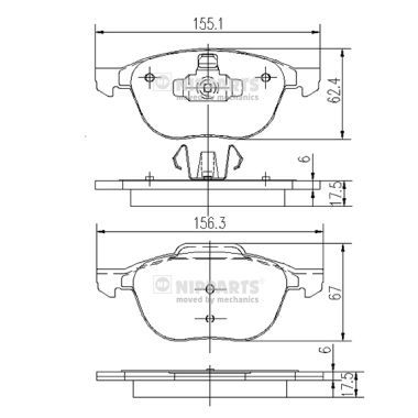 Комплект тормозных колодок, дисковый тормоз NIPPARTS J3603063