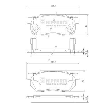 Комплект тормозных колодок, дисковый тормоз NIPPARTS J3604019