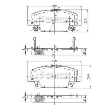 Комплект тормозных колодок, дисковый тормоз NIPPARTS J3604065