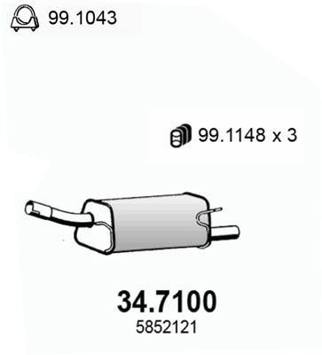 Глушитель выхлопных газов конечный ASSO 347100