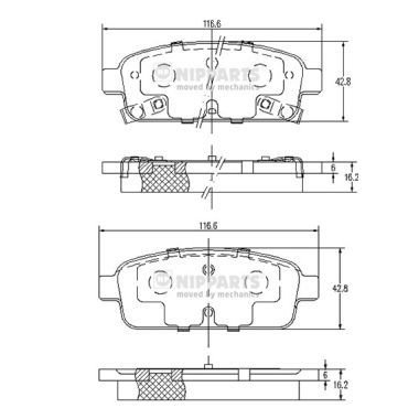 Комплект тормозных колодок, дисковый тормоз NIPPARTS N3610906