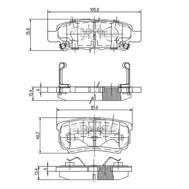 Комплект тормозных колодок, дисковый тормоз NIPPARTS N3615015