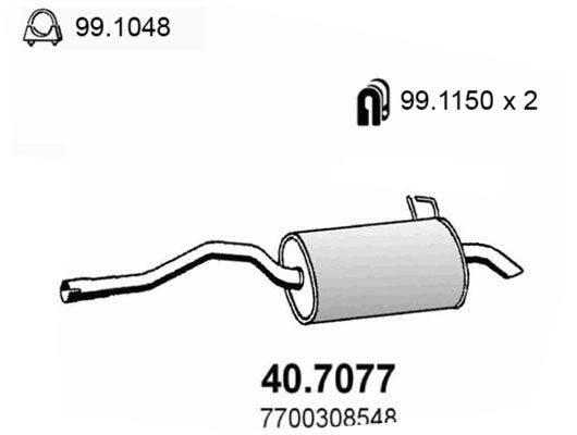 Глушитель выхлопных газов конечный ASSO 407077