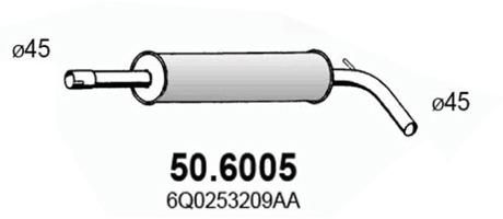 Средний глушитель выхлопных газов ASSO 506005