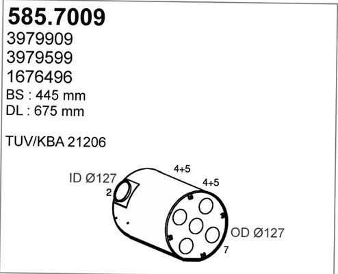 Средний / конечный глушитель ОГ ASSO 5857009
