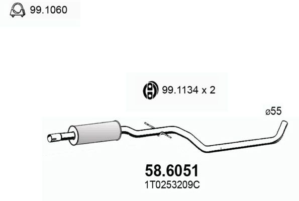 Средний глушитель выхлопных газов ASSO 586051