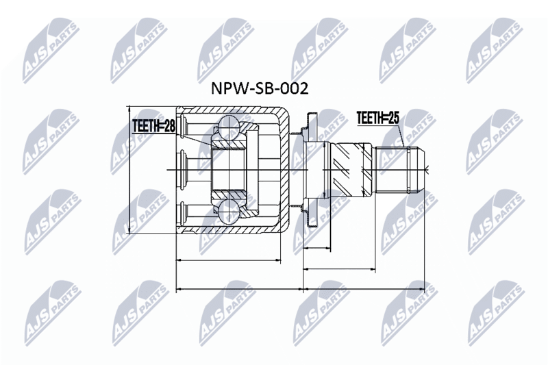 Шарнирный комплект, приводной вал NTY NPWSB002