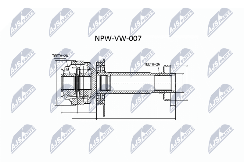 Шарнирный комплект, приводной вал NTY NPWVW007
