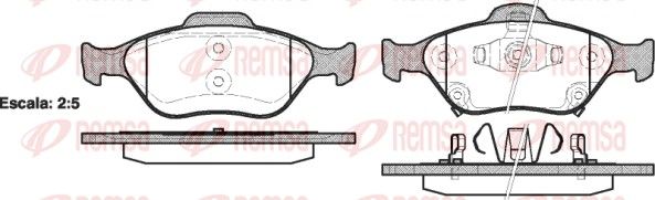 Комплект тормозных колодок, дисковый тормоз REMSA 076612