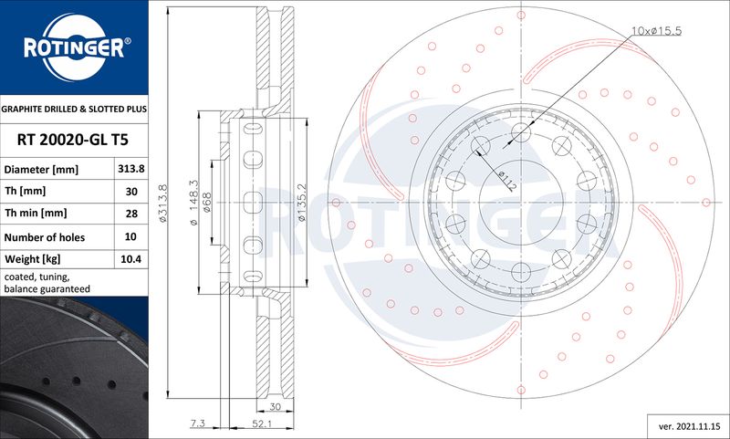 Тормозной диск ROTINGER RT20020GLT5