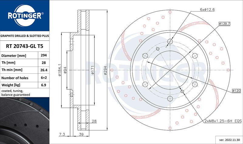 Тормозной диск ROTINGER RT20743GLT5