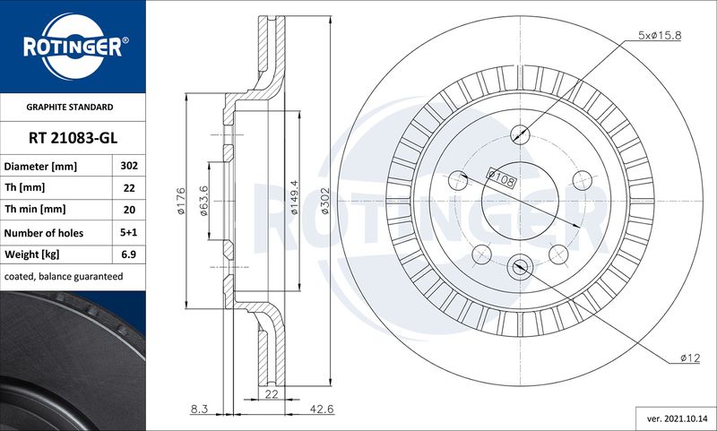 Тормозной диск ROTINGER RT21083GL