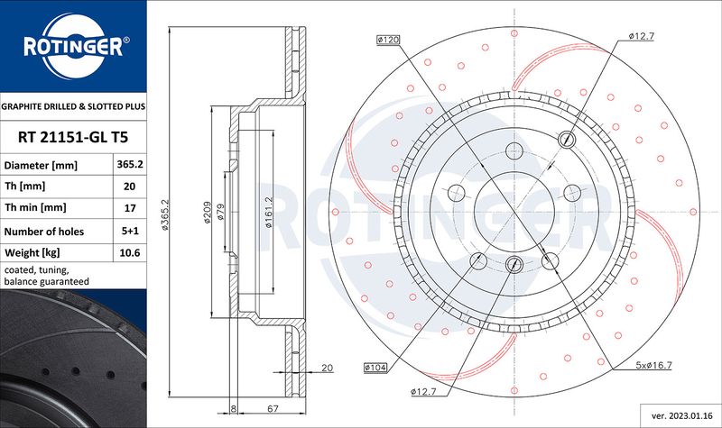 Тормозной диск ROTINGER RT21151GLT5