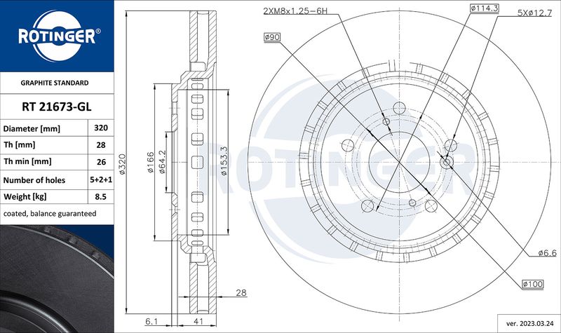 Тормозной диск ROTINGER RT21673GL