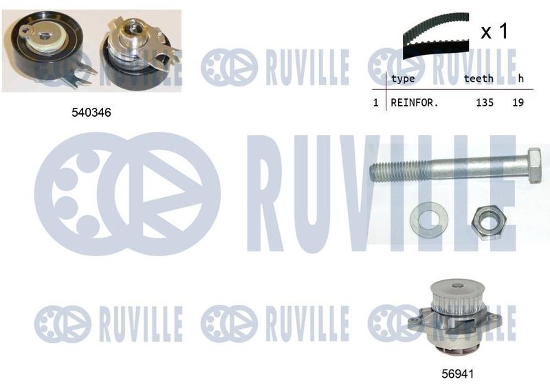 Водяной насос + комплект зубчатого ремня RUVILLE 5500072