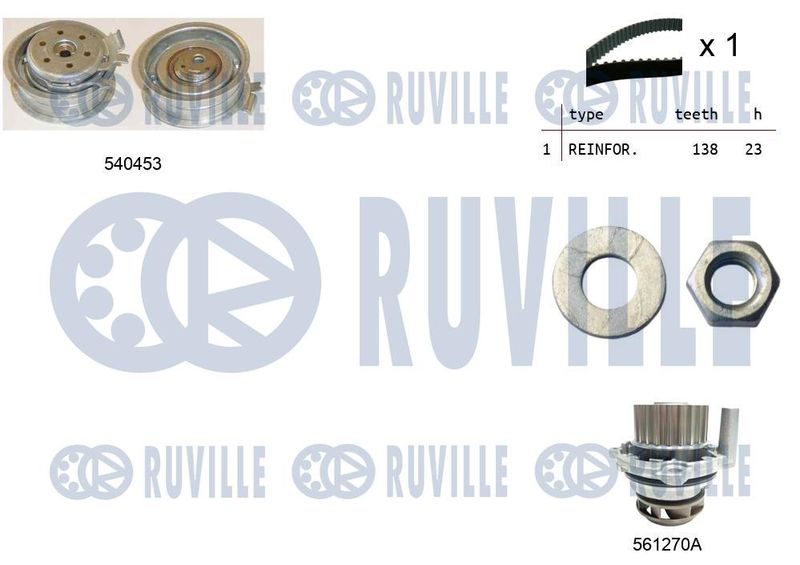 Водяной насос + комплект зубчатого ремня RUVILLE 5500131