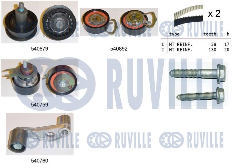 Комплект ремня ГРМ RUVILLE 550136