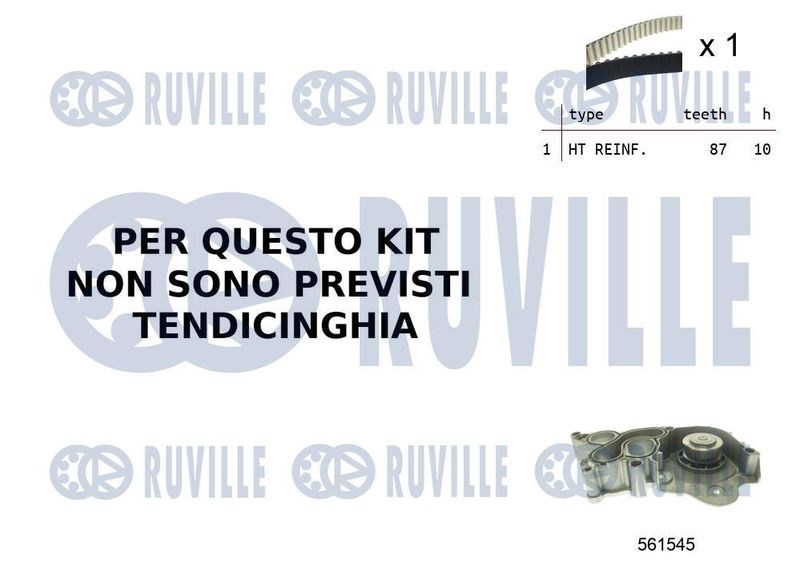 Водяной насос + комплект зубчатого ремня RUVILLE 55B0051