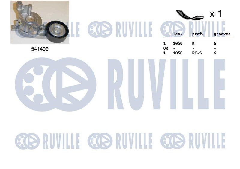 Поликлиновой ременный комплект RUVILLE 570089