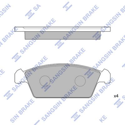Комплект тормозных колодок, дисковый тормоз SANGSIN SP1050