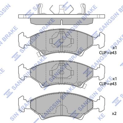 Комплект тормозных колодок, дисковый тормоз SANGSIN SP1063