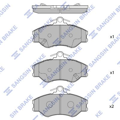 Комплект тормозных колодок, дисковый тормоз SANGSIN SP1072